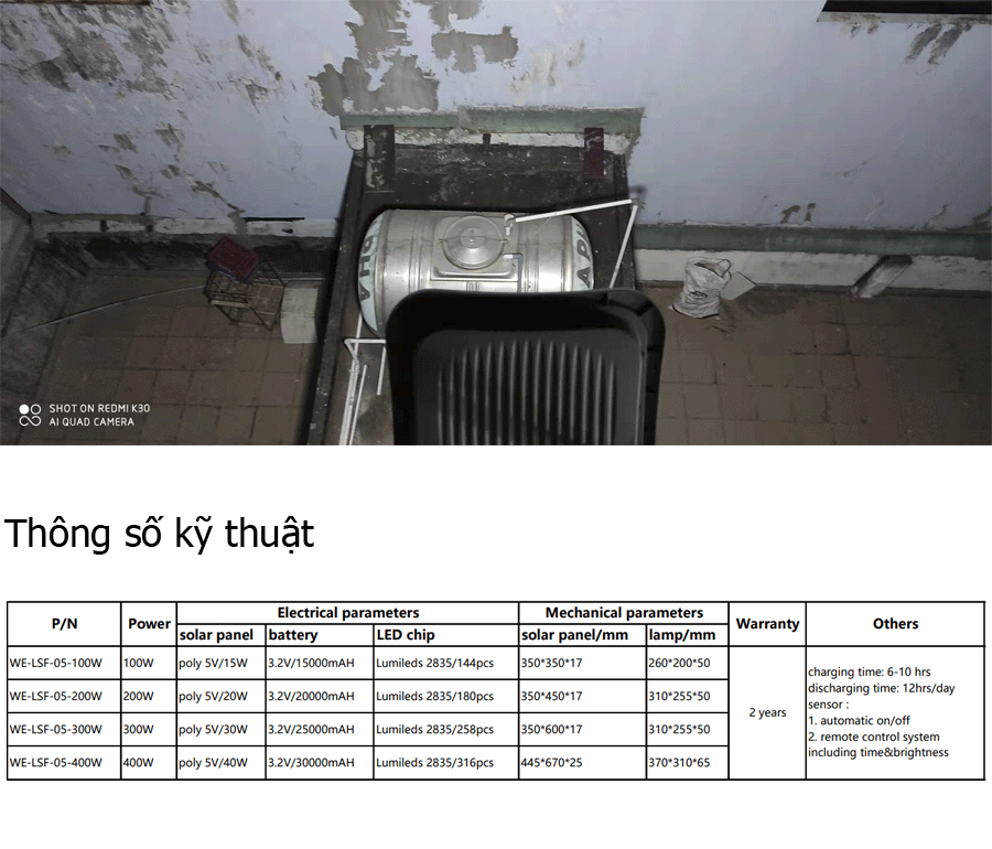 Đèn LED Pha Năng Lượng Mặt Trời 300W