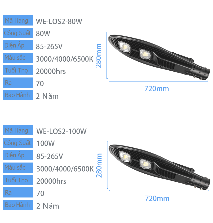 Đèn đường chiếc lá điện 100W