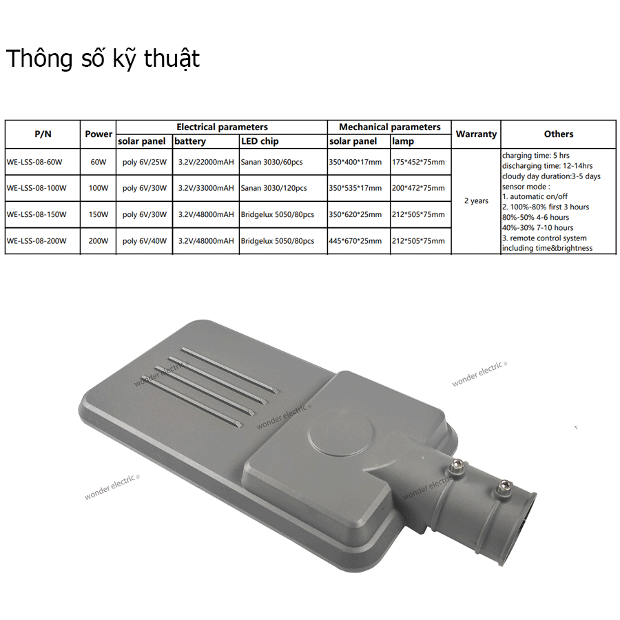 Đèn đường năng lượng mặt trời 100W