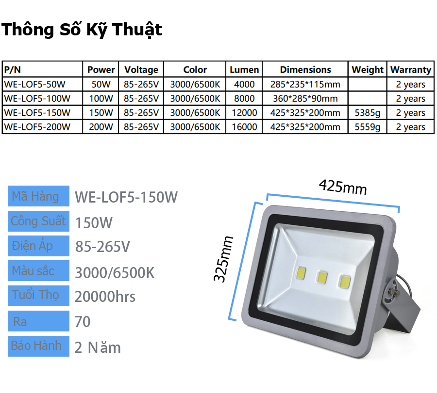 ĐÈN PHA LED 200W XÁM 