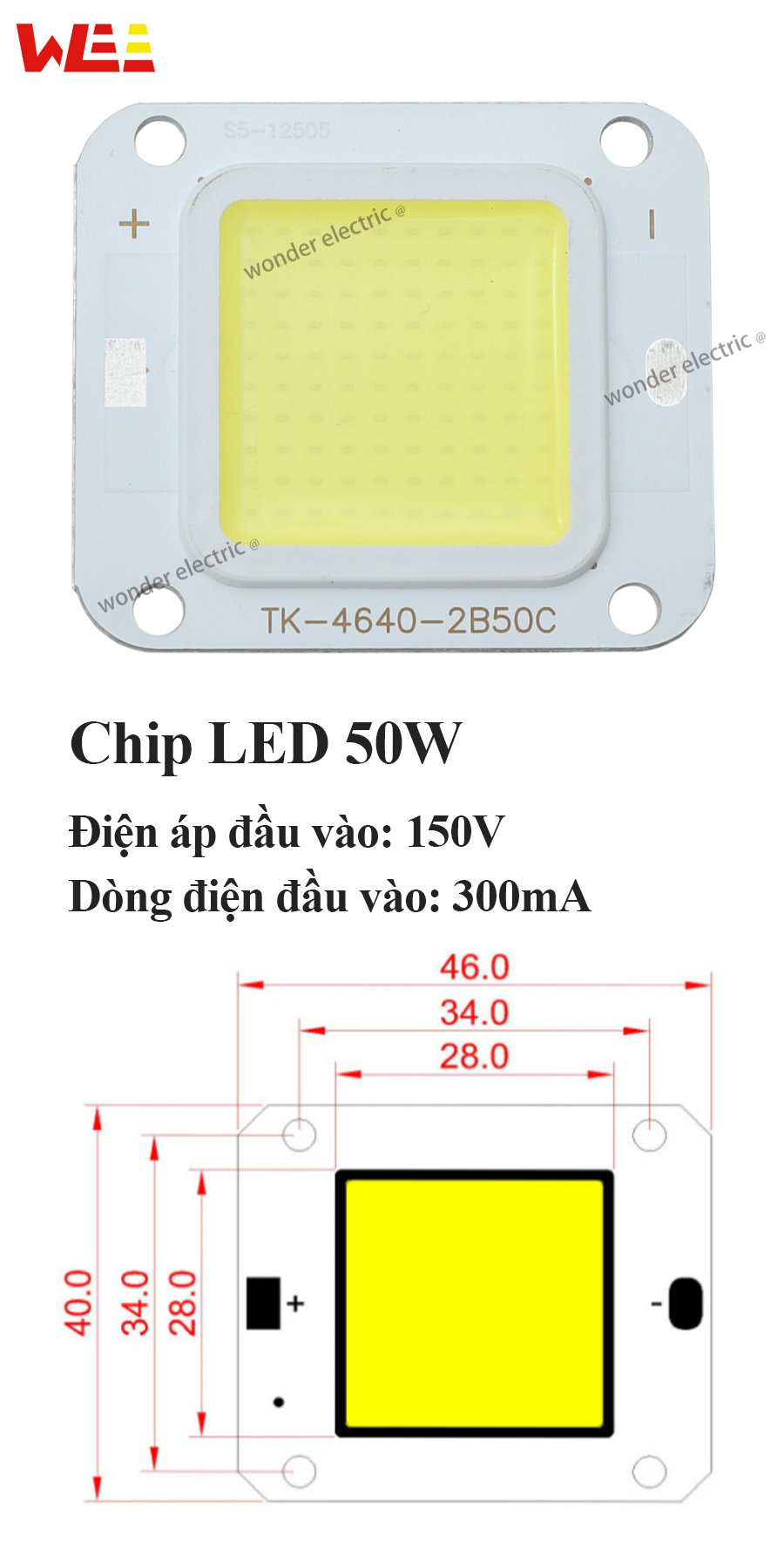 Chip led 50W không cách ly (cao áp)