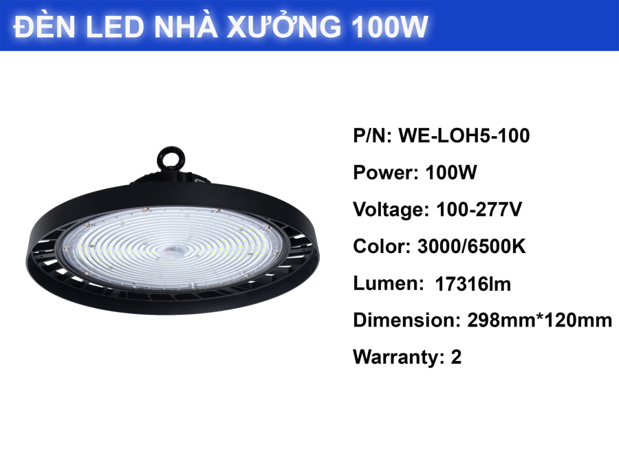 Đèn led nhà xưởng 100W