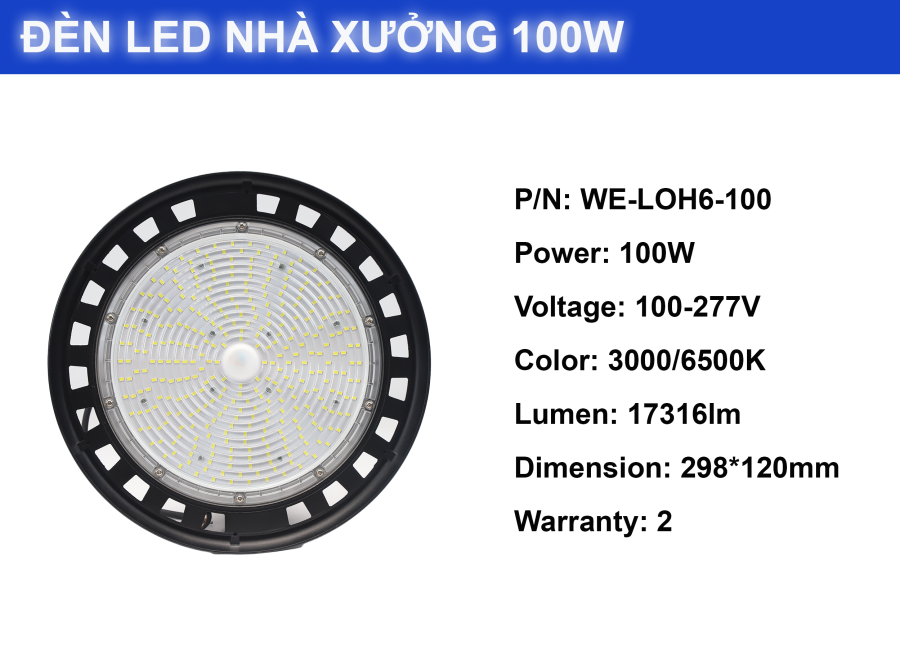 Đèn nhà xưởng 100w