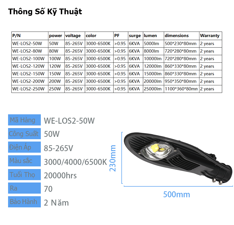 Đèn đường chiếc lá điện 100W